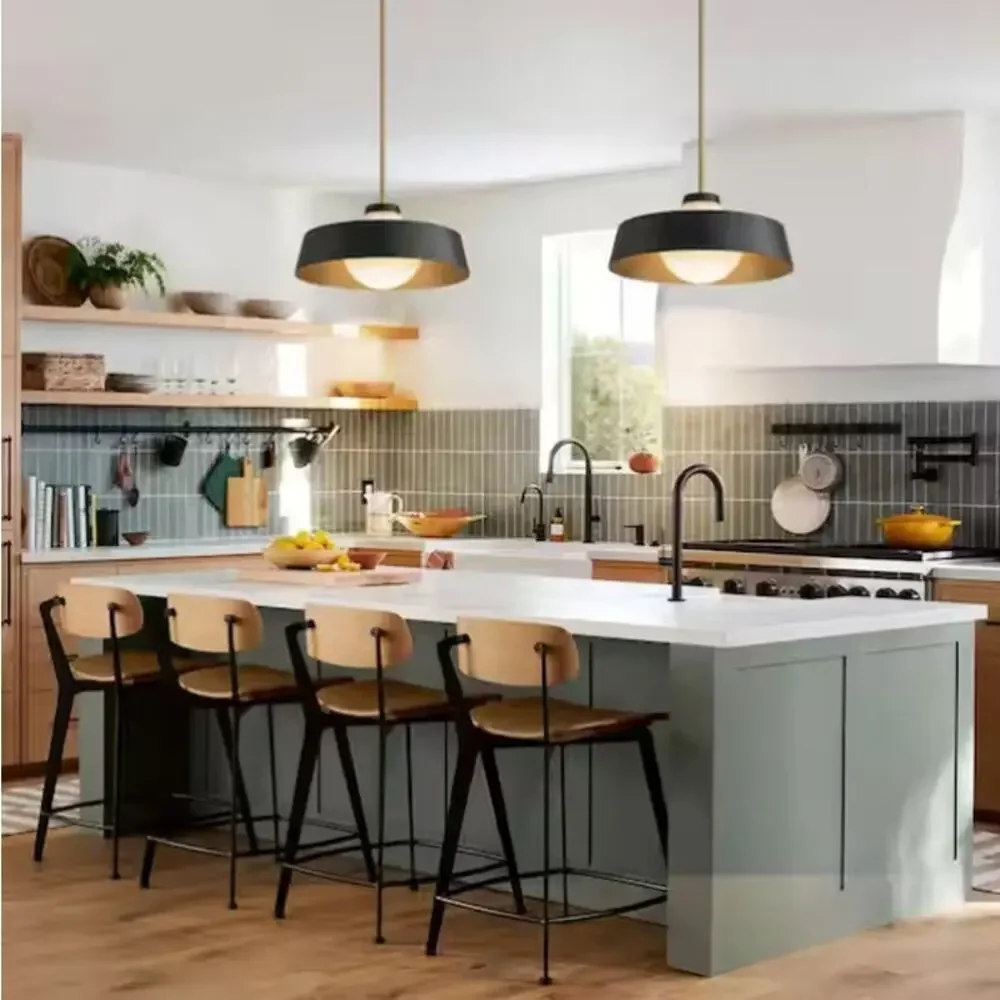 Alnora 1-Light Modern Black Dome Pendant Light with Milky White Frosted Glass